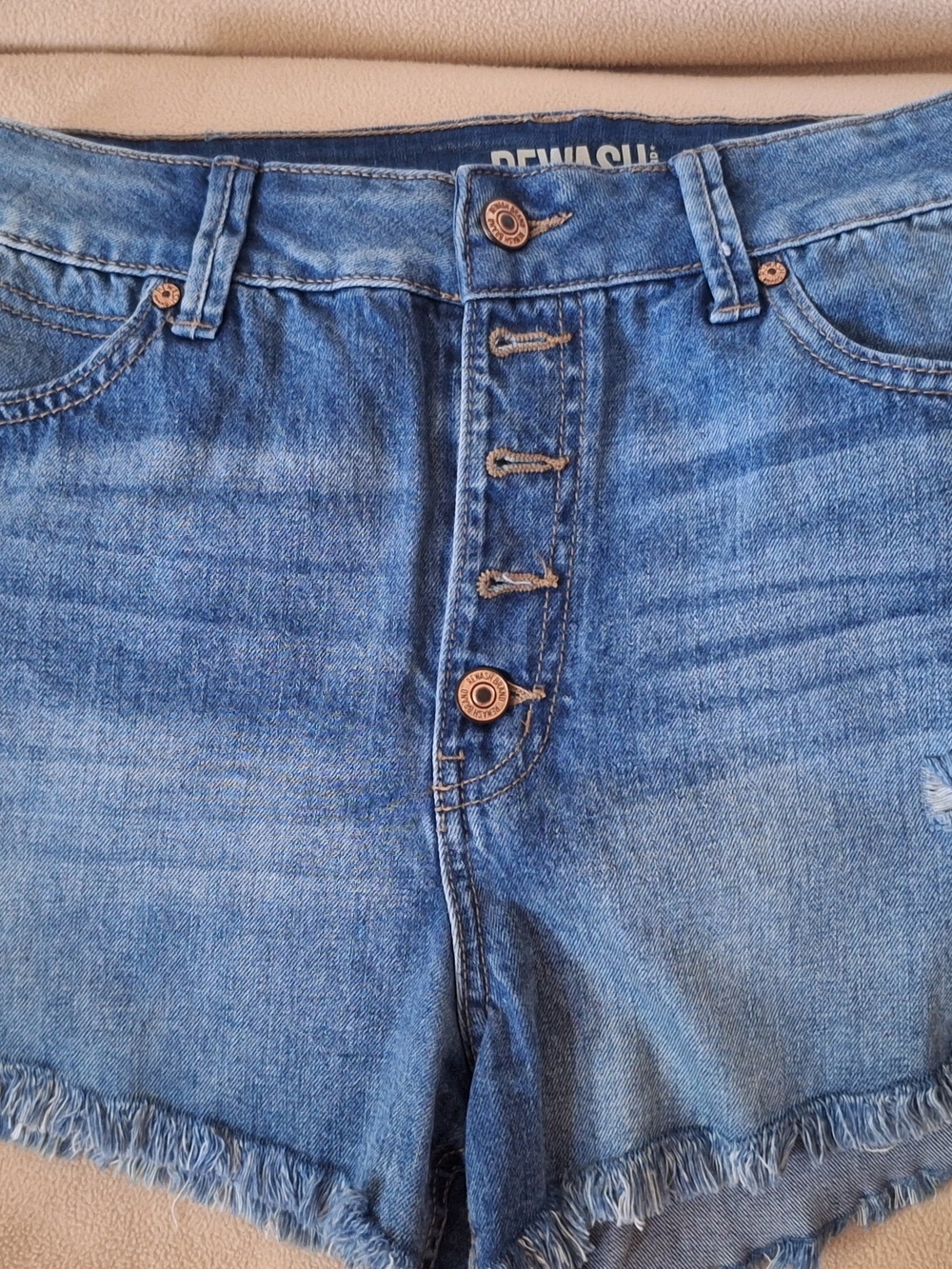 Rewash Blue High-Rise Button-Front Denim Jean Shorts